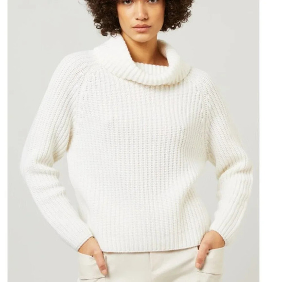 Maison Cinqcent  Knit Turtleneck Sweater Cotton Off White Size Medium - Picture 1 of 7